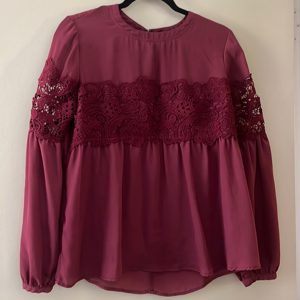 Harlowe & Graham embroidered balloon sleeve blouse